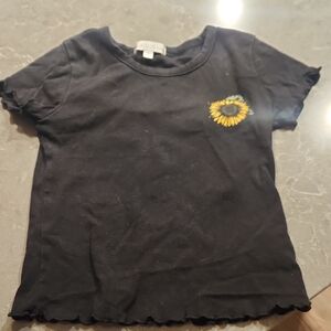 Black Kids Shirt with Sunflower Design